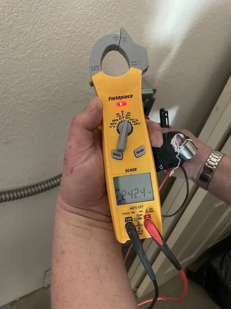 Voltage testing with clamp meter during Hot Tub / Pool Electrical Wiring in Vicksburg